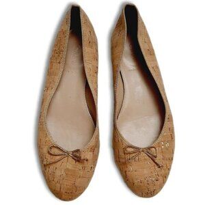 J. CREW | Italy Kiki Cork Leather Lined Round Toe Ballet Flats Shoe Natural 7.5